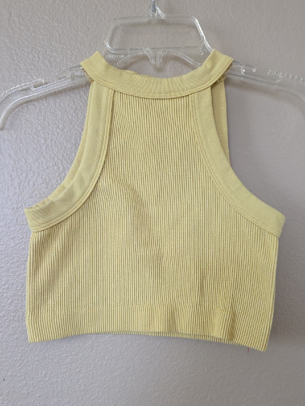 Cotton On Butter Yellow Ribbed High Neck Cropped Tank - Size XS/S